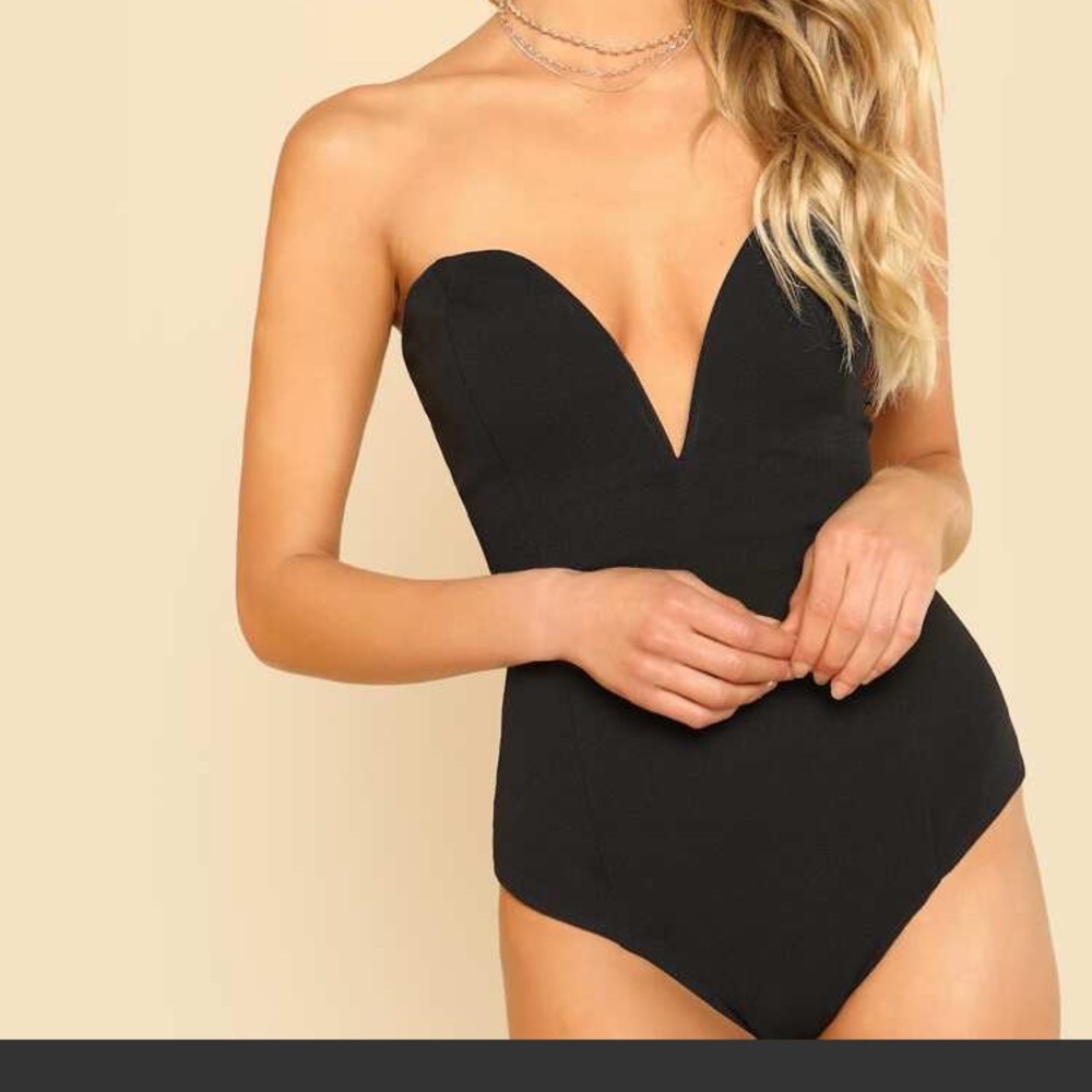 Black low cut bodysuit